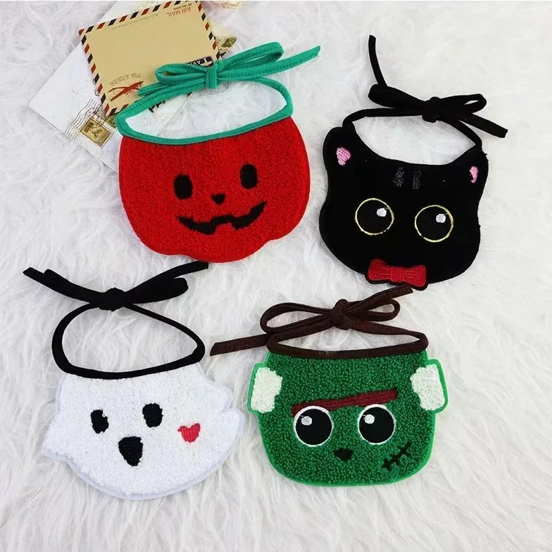 Pet Bib Halloween Cartoon Cat Dog Bib Party Funny Saliva Towel Scarf Pets Accessories Cute Holiday Pumpkin Bib