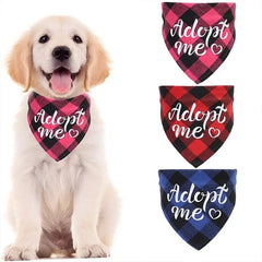 Dog Bandanas Adopt Me Plaid Adjustable Bibs for Dogs Cat Pet Scarf Accessories