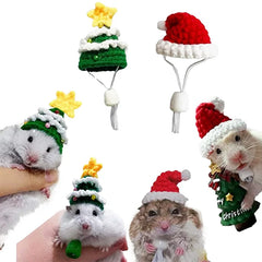 Hand Woven Pet Christmas Hat Decoration Hamster Clothes Cap Rabbit Hat Plush Santa Hat Xmas Decorations For Small Pet Supplies