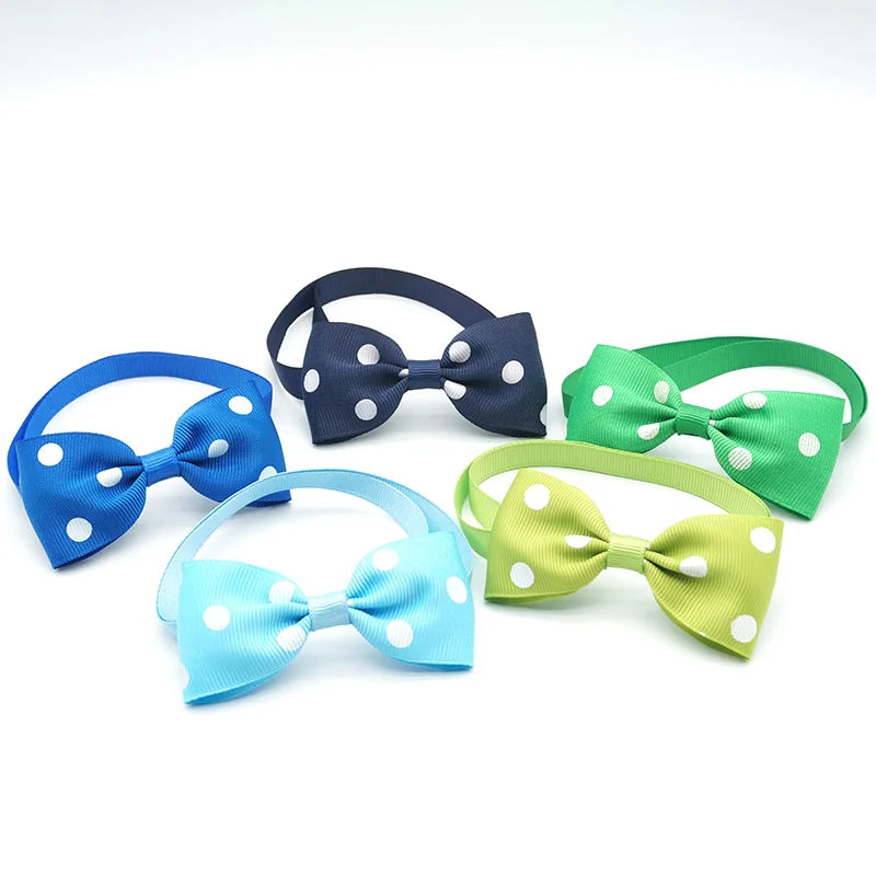 14 Colors Cute Ribbon Dog Bow Ties Puppy Small Dogs Cats Dots Pattern Ties For Collar Handmade Pet Accessories Christmas Gifts