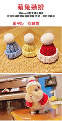 Rabbit Knitted Hat for Pet Rabbit Decorative Bunny Scarf Collar Small Animal Clothes Hat Guinea Pig Stuff Rabbit Pet Accessories