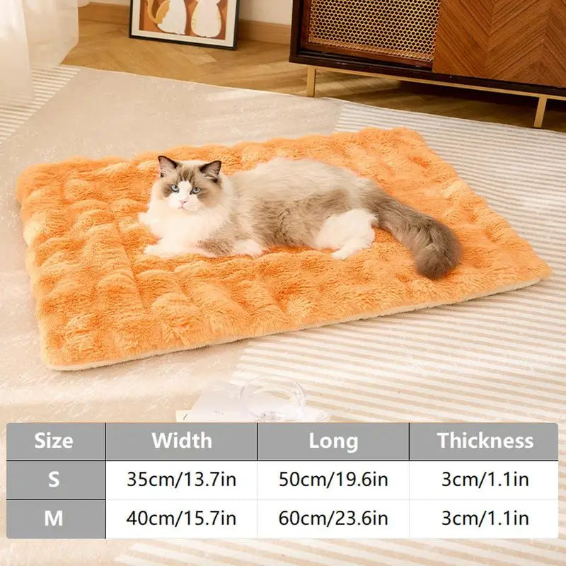 Cat Mat Bed Plush Pet Couch Sleep Pad Winter Beds Pet Cat Floor Pad Soft Sleep Pad for Dog Kitten Soft Sleeping Dog Travel Mat