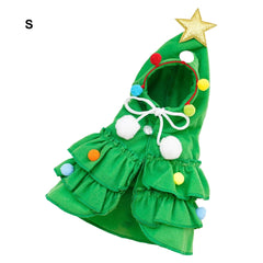 Christmas Outfit Pet Cloak with Hat with Star and Pompoms Puppy Cape Clothes Xmas Tree Elf Costumes Party Cat Dogs Pet Supplies