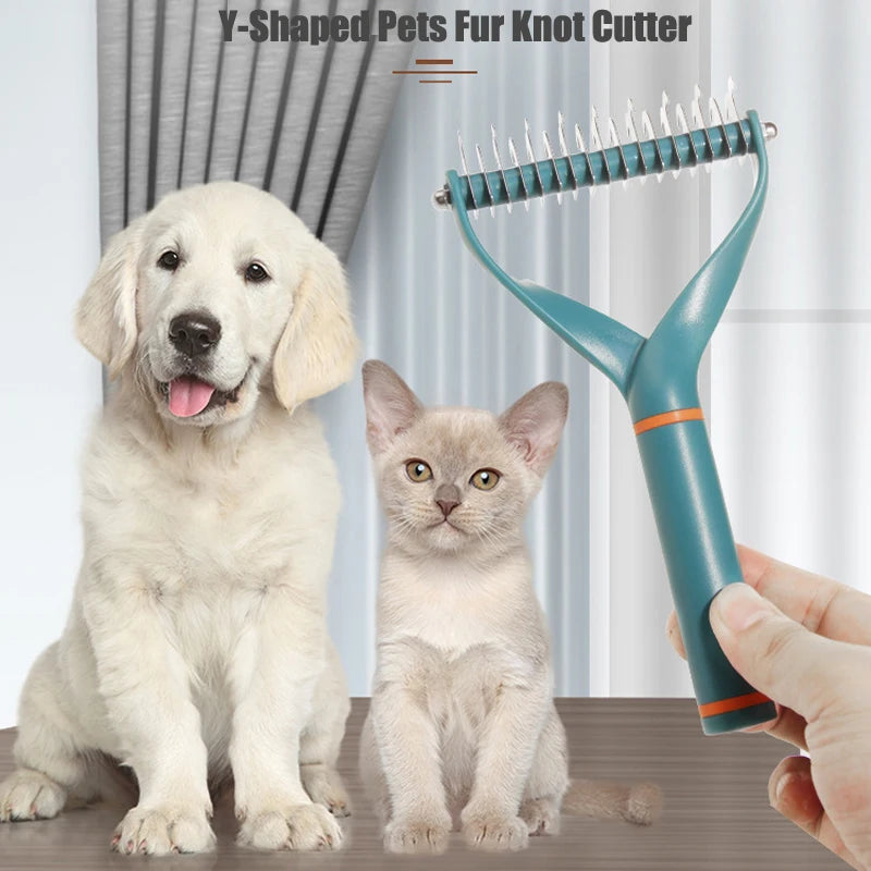 Pet Fur Knot Cutter Dog Grooming Shedding Tools 2-Sided Cat Hair Removal Comb Brush Long Curly Hair Cleaner Comb Pets Supplies