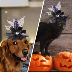 Cat Witch Hat Cosplay Halloween Outfits Witch Hat Photography Props Decorative Pet Cat Halloween Apparel Dog Cosplay Accessories