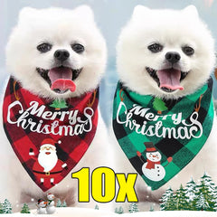 10/1PCS Christmas Pet Bandana Bib Dog Triangular Scarf Collar Cotton Bandanas for Dogs Cats Puppy Xmas Party Saliva Towel Supply