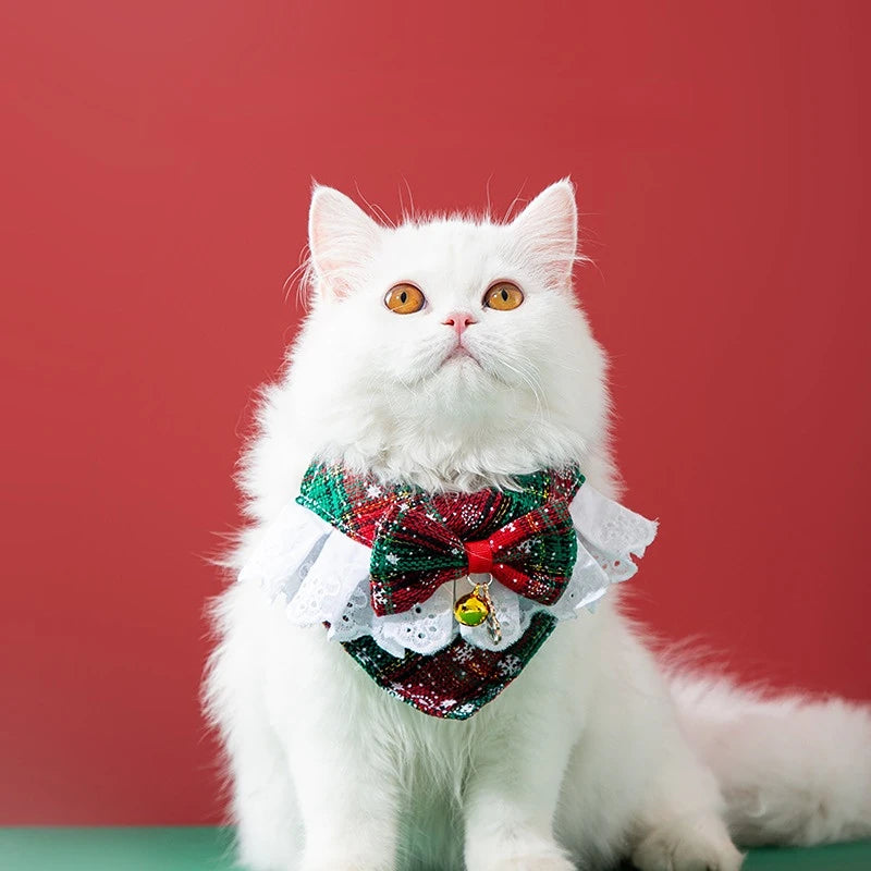 Pet Saliva Towel Dog Cat Bib Bow Tie Bell Collar Saliva Towel Bib Small Dogs and Cats Christmas Products