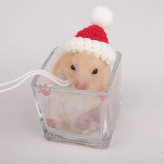 Hand Woven Pet Christmas Hat Decoration Hamster Clothes Cap Rabbit Hat Plush Santa Hat Xmas Decorations For Small Pet Supplies