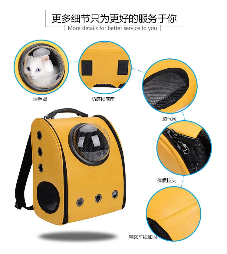 Pu Leather Soft Material Breathable Pet Capsule Dog Carrier Backpack for Cat and Small Animals