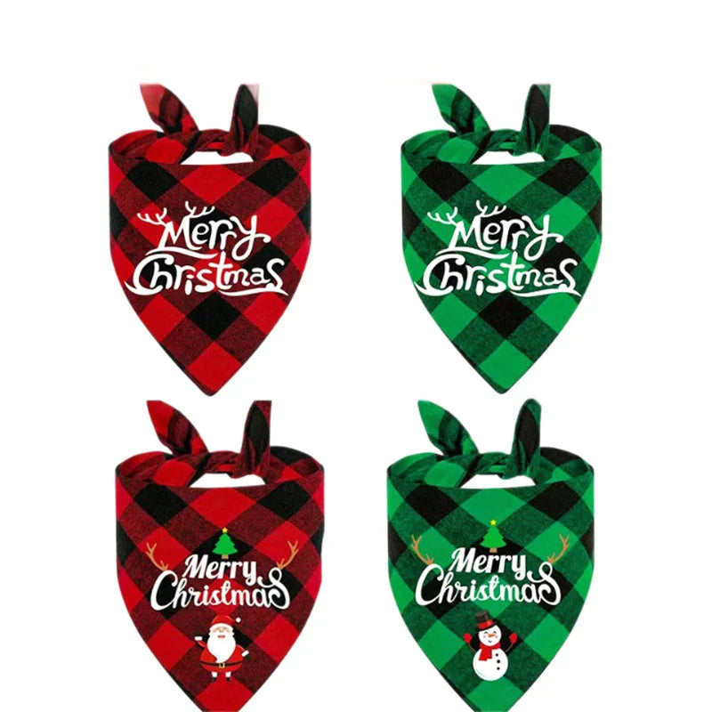 Pet Christmas Triangle Scarf Pet Plaid Printed Scarf Dogs Cats Drool Scarf Pet Scarf Puppy Accessories Pet Supplies Gifts