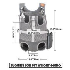 Dog Carrier Backpack for Small Dogs Breathable Hands-Free Adjustable Legs-Out Dog Bag Pet Travel Bag for Biking Hiking Walking