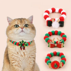 Adjustable Pet Christmas Bow Hat Soft Santa Claus/Elk Deer Pet Christmas Hat Scarf with Bell Cat Christmas Collar New Year