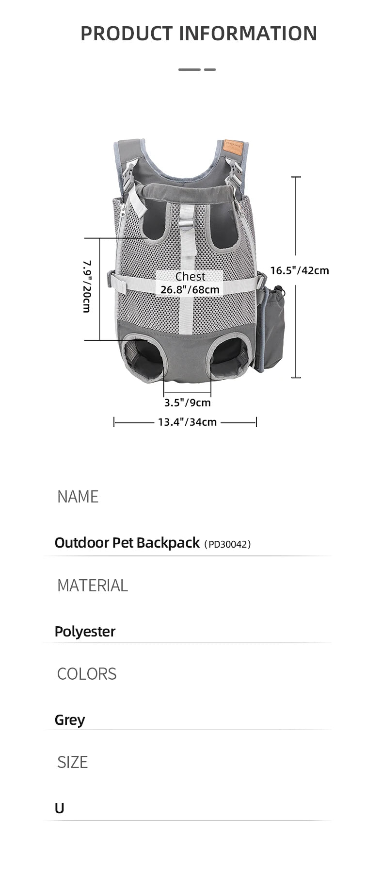 Dog Carrier Backpack for Small Dogs Breathable Hands-Free Adjustable Legs-Out Dog Bag Pet Travel Bag for Biking Hiking Walking