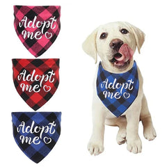 Dog Bandanas Adopt Me Plaid Adjustable Bibs for Dogs Cat Pet Scarf Accessories