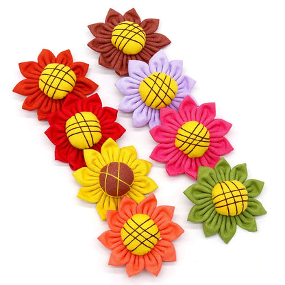 8PCS Sunflowers Doggy Bowknot Pet Dog Bowtie Colorful Grooming Slidable Dog Collar For Dog Cat Dog Accessories Pet Supplies