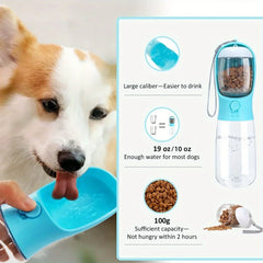 2 in 1 300ml Portable Food Grade Material Dog Cat Travel Pet Water Cup Bottle with Food Dispenser