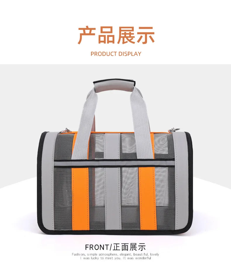 Solid Colour Large Capacity Pet Bag Outdoor Portable Bag Breathable Cute Pet Bag Fashion Foldable Pet Handbag