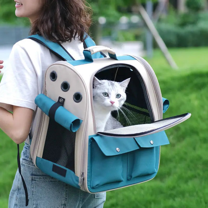 Pet Cat Backpack Portable Small Dogs Outdoor Carrier Cat Travel Bag Foldable Ventilated Design Large Cats Dog Backpack Carrier