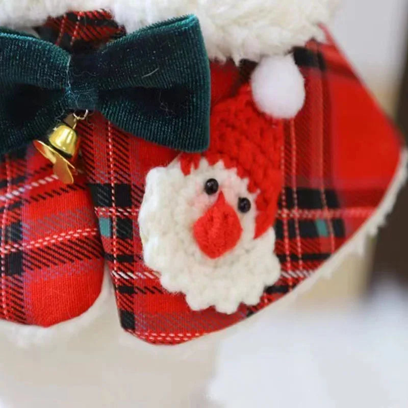 1pcs Cute Plaid Christmas Dog Bandana Collar Hairpin Sets Puppy Bichon PoodleDog Accessories for Small Dogs