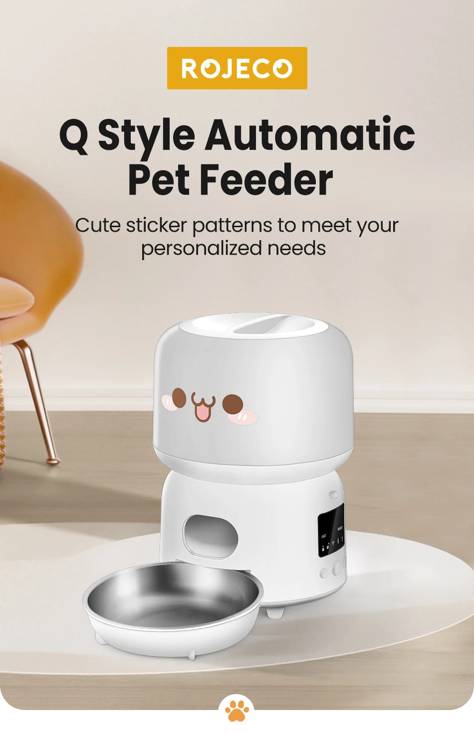 ROJECO WiFi Automatic Cat Feeder 3L Smart Pet Food Dispenser APP Remote Control Pet Feeder Feeding Food Bowl Cat Accessories