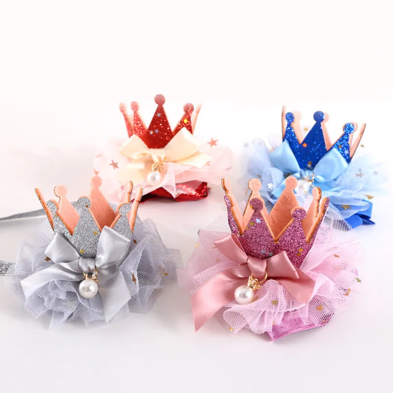 New Pet Birthday Crown Party Lace Hat Cat Dog Rabbit Decoration Sequin Princess Tiara Christmas Gift Hat Puppy Accessories