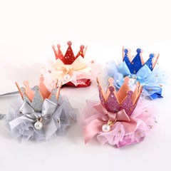 New Pet Birthday Crown Party Lace Hat Cat Dog Rabbit Decoration Sequin Princess Tiara Christmas Gift Hat Puppy Accessories