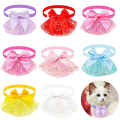 Pet Bow Tie Cute Macaron Solid Color Series Star Silk Ribbon Cat Dog Collar Adjustable Necklace For Small Medium Pet Supplies