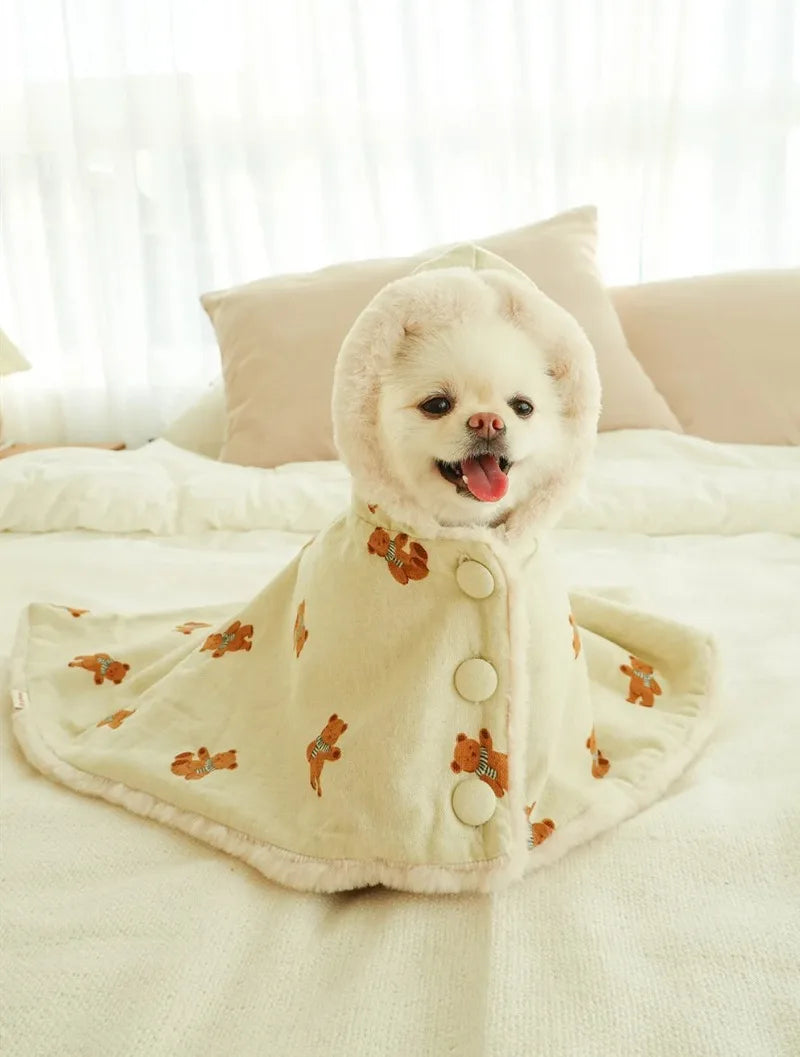 INS Winter Warm Scarf Bear White Rabbit Blanket Clock Pet Dog Warm Mantle Cover Blanket Sleeping Coat Hoodie New Year Gifts