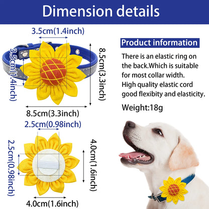 8PCS Sunflowers Doggy Bowknot Pet Dog Bowtie Colorful Grooming Slidable Dog Collar For Dog Cat Dog Accessories Pet Supplies