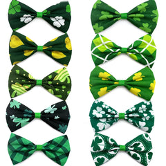 New Style ST Patrick's Day Dog Bow Ties Sliding Dog Bow Tie Cloth Collar Clover Pattern Holiday Accessories Green Pet Bow Tie