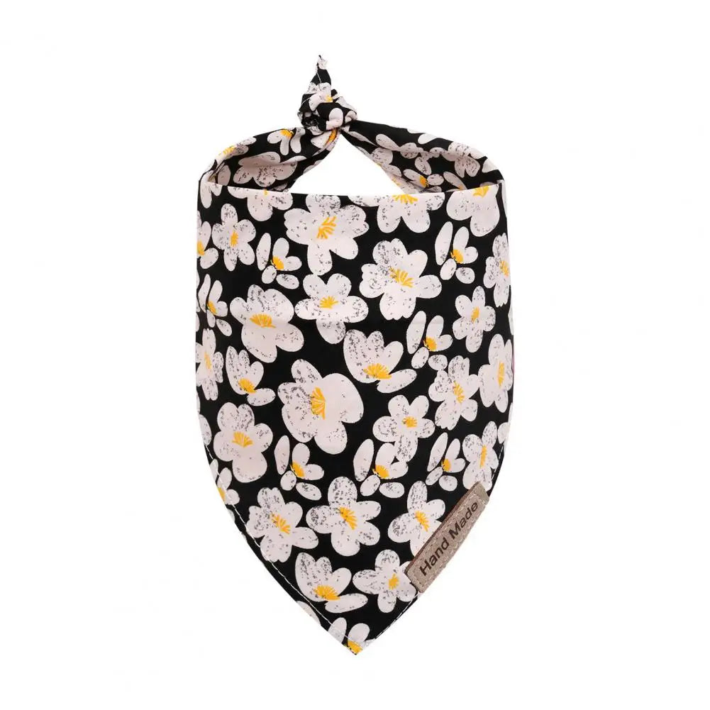 Pet Bandana Breathable Triangular Bandage Soft Neckerchief Cute Floral Print Dog Bib Cat Collar Scarf for Small Medium Pets