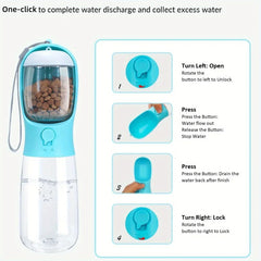 2 in 1 300ml Portable Food Grade Material Dog Cat Travel Pet Water Cup Bottle with Food Dispenser