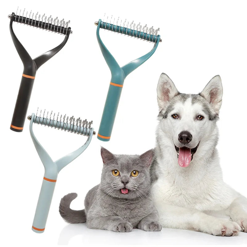 Pet Fur Knot Cutter Dog Grooming Shedding Tools 2-Sided Cat Hair Removal Comb Brush Long Curly Hair Cleaner Comb Pets Supplies