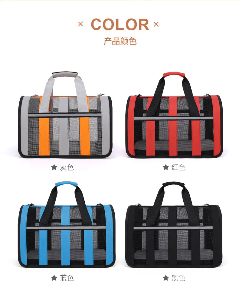 Solid Colour Large Capacity Pet Bag Outdoor Portable Bag Breathable Cute Pet Bag Fashion Foldable Pet Handbag