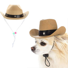 Pet Dog Cowboy Hat Headgear Cat Funny Headwear Adjustable Pet Caps for Small Animal Party Gifts Photography Prop Cosplay Costume