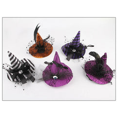 2025 New Halloween Pet Witch Hat 3D Rose/Eyeball/Bowknot Tulle Decor Cap Costume Accessories for Cat, Dogs