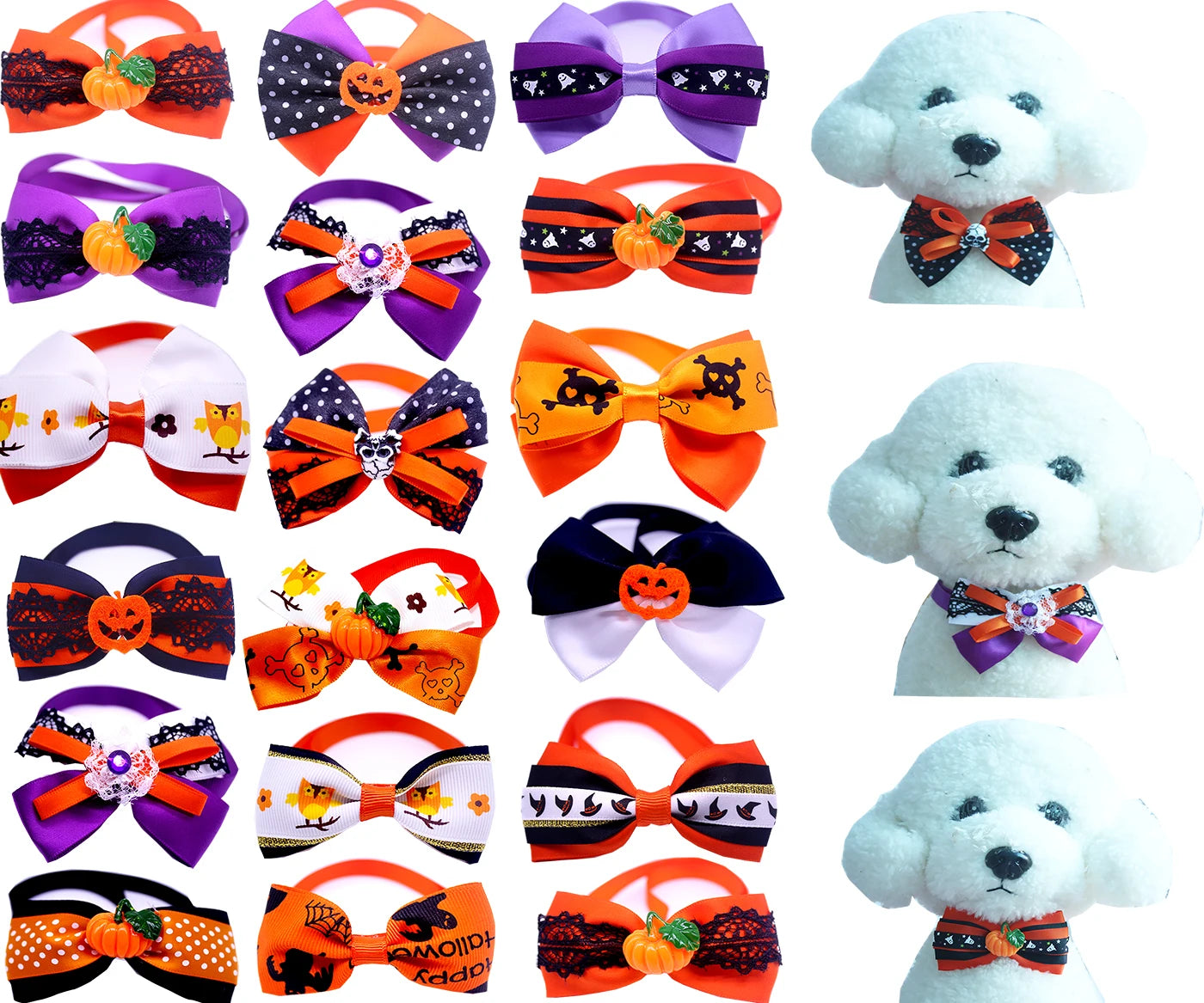 50Pcs Halloween Style Pet Dog Cat Bowties Cute Adjustable Collar Bows for Small Dog Pets Dogs Grooming Accessoires Supplier