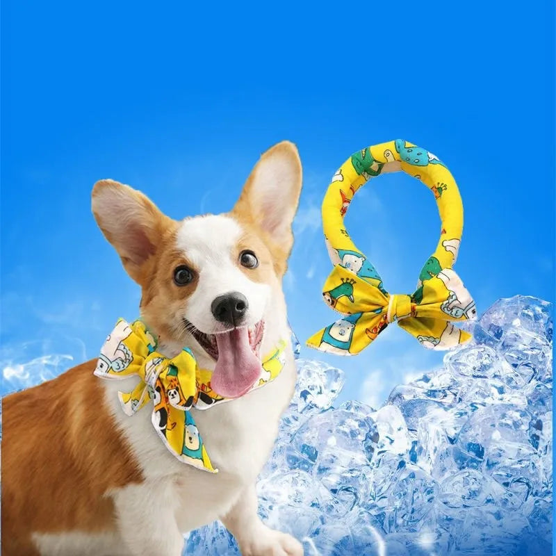 Cute Print Summer Dog Cooling Collar Pet Dog Ice Scarf Pet Cool Bandana Adjustable Pet Outdoor Prevent Heatstrok Dog Accessories