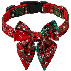 Cotton Christmas Snowflake Bow Dog Collars Puppy Pet Dog Accessories Dog Collar for Small Large Dogs