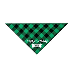 Custom Dog Bandana Happy Birthday Personalized Name Scarf Dog Cat Plaid Triangular Bib Scarf Collar Pet Items Accessories