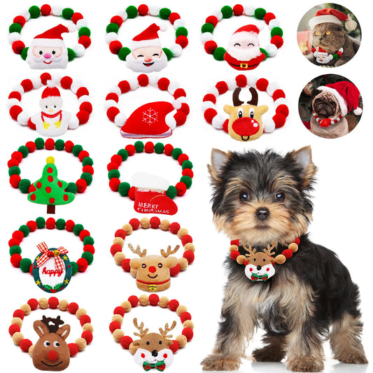 12PCS Novelty Christmas Decoration Pet Bowtie Dog Bow Tie Puppy Bow Ties Red Collar Large Dog for Small Dogs Pet Accessories