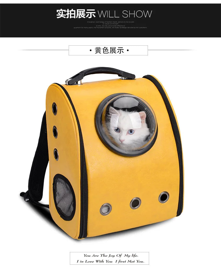 Pu Leather Soft Material Breathable Pet Capsule Dog Carrier Backpack for Cat and Small Animals