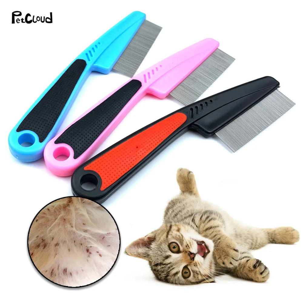 Pet Flea Combs Stainless Steel Needle Grooming Comb Shedding Hair Brush For Cat Dog Deworming Eggs Cleaner Brush Pets Supplies