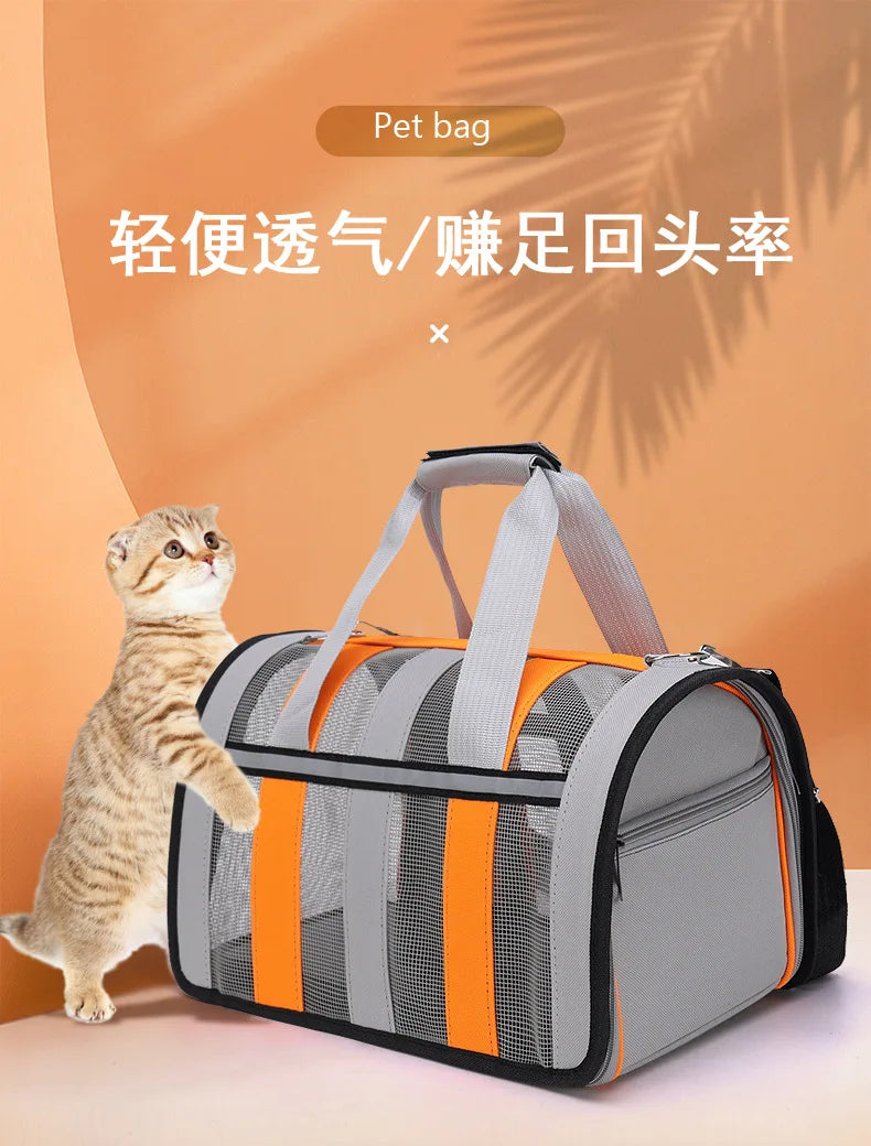 Solid Colour Large Capacity Pet Bag Outdoor Portable Bag Breathable Cute Pet Bag Fashion Foldable Pet Handbag