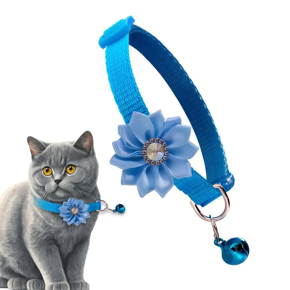 Flower Cat Collar With Bell Dog Pet Bow Tie Floral Costume Accessory Cat Collars Dog Collar Pet Collar With Bell For Cosplay