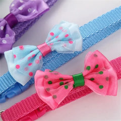 JUDAI Bow Decor Pet Collar Adjustable Dot Design Cute Bell Dog Collar Bow Kitten Collar Pet Supplies Clothing Accessories