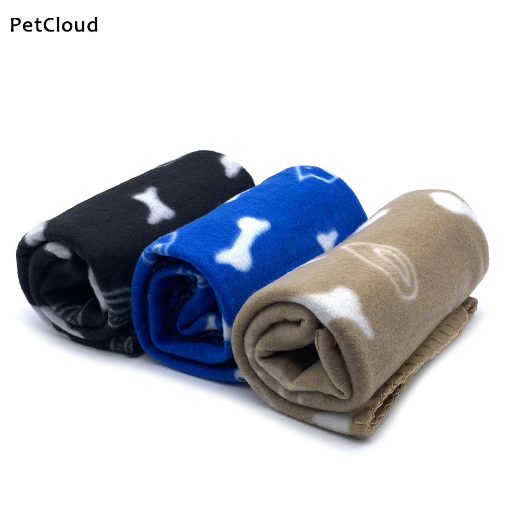 Pet Soft Warm Blanket Microfiber Towel For Dog Bath Puppy Winter Polyester Plush Bone Print Dog Drying Towel Pet Supplies