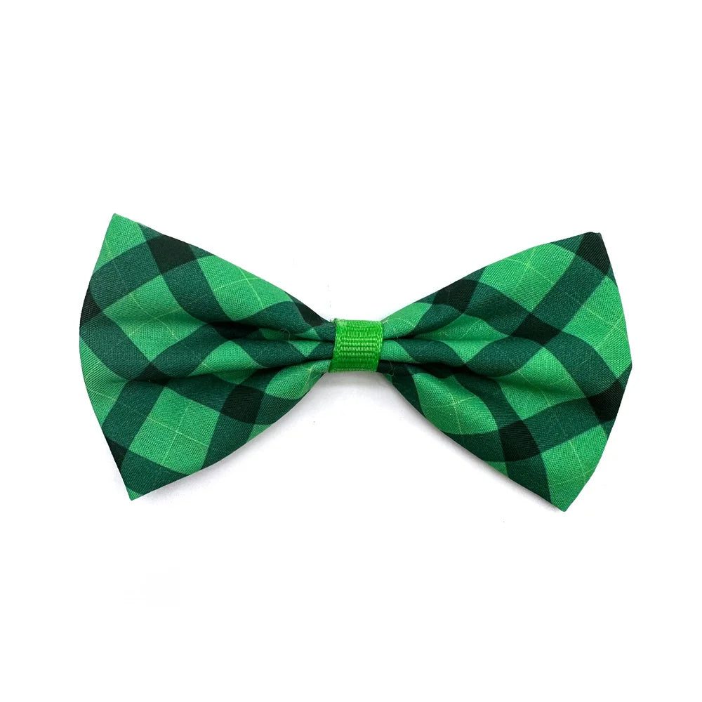 New Style ST Patrick's Day Dog Bow Ties Sliding Dog Bow Tie Cloth Collar Clover Pattern Holiday Accessories Green Pet Bow Tie