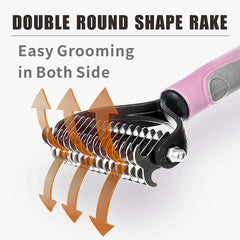 VPOER Undercoat Rake for Dogs & Cats - 2 Sided Dog Brush for Shedding Large Pet Grooming Comb Professional Dematting Tool