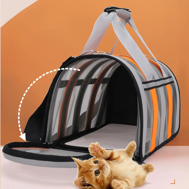 Solid Colour Large Capacity Pet Bag Outdoor Portable Bag Breathable Cute Pet Bag Fashion Foldable Pet Handbag